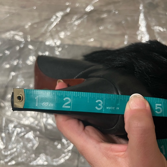 Frye Ava Rabbit Fur Leather Heeled Boot in Black - Picture 6 of 6